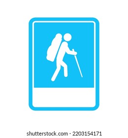 Vector Illustration Of Hiking Trail Sign.