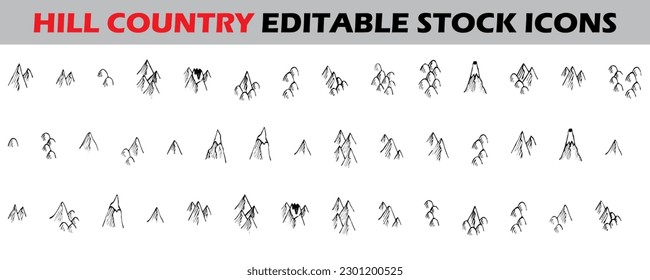 A vector illustration of a hill design On a white background, a group of hill design icons Vector icon for a hill design