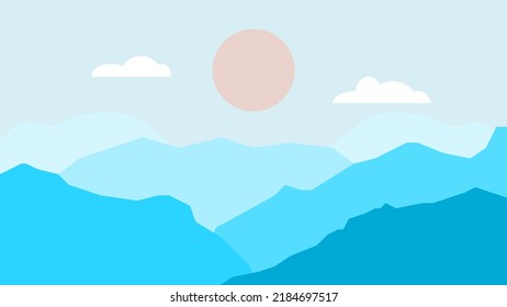Ilustración vectorial de colinas en azul 