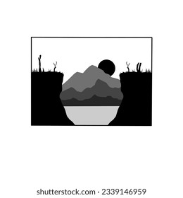 Vector illustration of hills flanked by hills