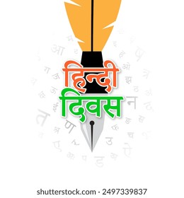 Vector illustration of Hindi Day social media feed template with written hindi text meaning Hindi Day