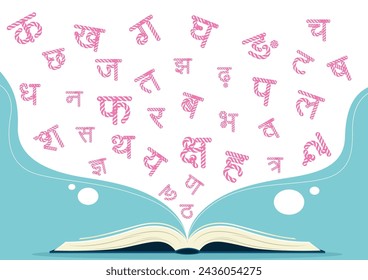 Vector illustration The Hindi varnamala, also known as the Hindi alphabet, consists of 13 vowels (svar) and 33 consonants (vyanjan) editable post banner template