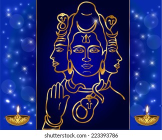 vector illustration of Hindu deity lord Shiva