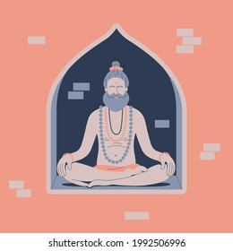 Vector illustration of  Hindu sadhu holy man.