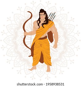 vector illustration Hindu Shri Ram Navami with Bow and Arrow white background