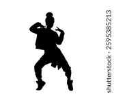 Vector illustration. Hip hop dancer silhouette. Girl on the move.	