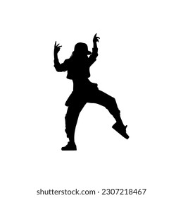 Vector illustration. Hip hop dancer silhouette. Girl on the move.