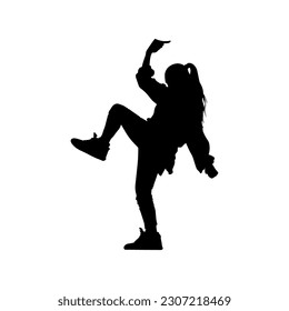 Vector illustration. Hip hop dancer silhouette. Girl on the move.