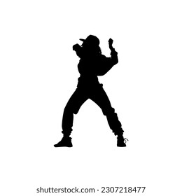 Vector illustration. Hip hop dancer silhouette. Girl on the move.