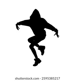 Vector illustration. Hip hop dancer silhouette. Girl on the move.	