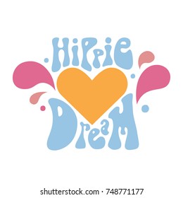 Vector illustration with hippie lettering  in pastel colors.