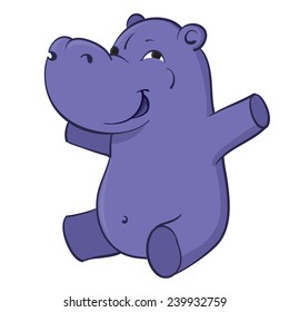 vector illustration of a  hippo