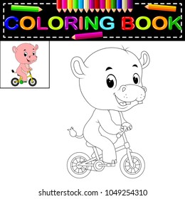 vector illustration of hippo coloring book