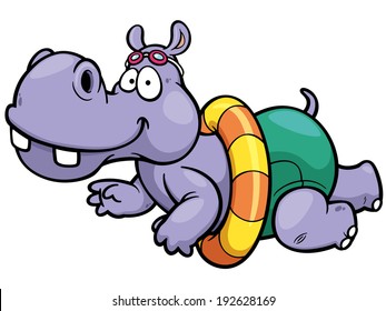 Vector illustration of hippo swimming