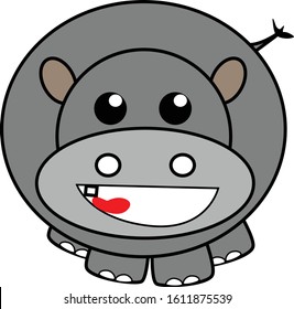 Vector Illustration Hippopotamus Hipo Funny Cute Smile