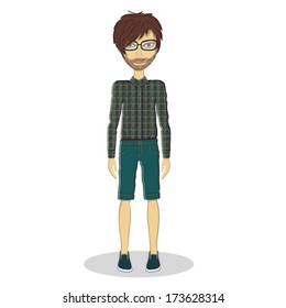 Vector Illustration of a hipster boy on a white background