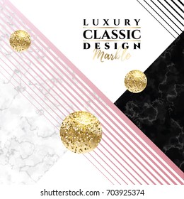 vector illustration. Hipster frame design and background, imitation of marble and gold. Graphic element for booklet design, flyer, card and cover.