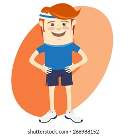 Vector illustration Hipster funny sportsman. Flat style