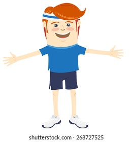 Vector illustration Hipster funny sportsman. Flat style