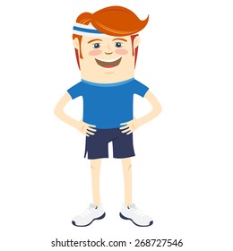 Vector illustration Hipster funny sportsman. Flat style