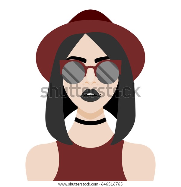 Vector Illustration Hipster Girl Geek Glasses Stock Vector Royalty Free 646516765 8962