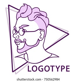 Vector illustration of Hipster guy in sunglasses. Used for fashion  template, logo, print. Monochrome couture of hipster man.