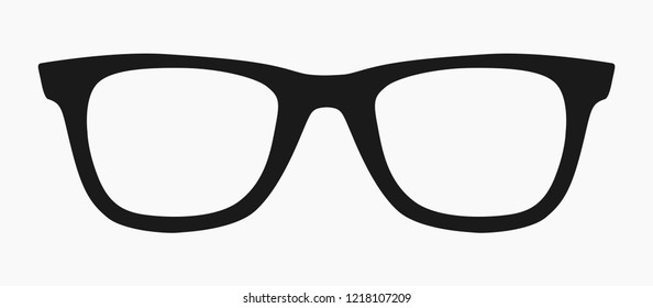 Vector illustration of hipster nerd style black glasses silhouette isolated on white background