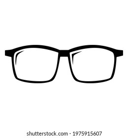 Vector illustration of hipster nerd style black glasses silhouette isolated on white background.