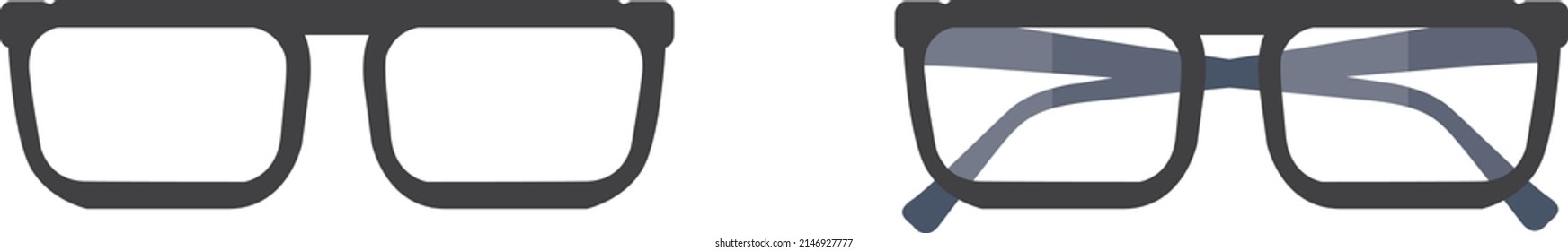 Ilustración vectorial de la silueta de gafas negras estilo nerd hipster aislada en fondo blanco