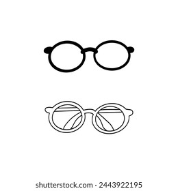 Ilustración vectorial de silueta de gafas negras estilo nerd hipster aislado sobre fondo blanco