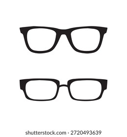 Ilustração vetorial da silhueta de óculos pretos estilo nerd hipster isolada no fundo branco. Silhueta de vidro de leitura, estilo hipster nerd preto óculos silhueta. vetor ilustração eps arquivo.