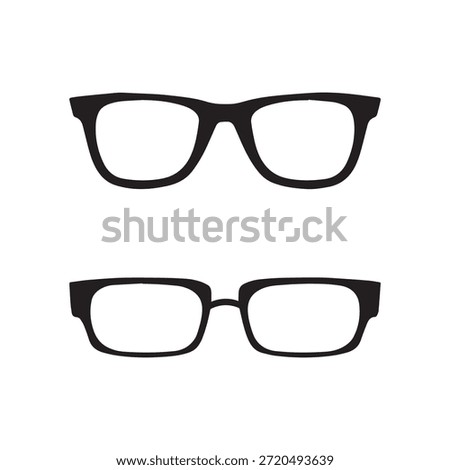 Vector illustration of hipster nerd style black glasses silhouette isolated on white background. Reading glass silhouette, hipster nerd style black glasses silhouette. vector illustration eps file.