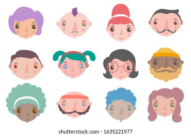 Vector illustration of hipster people avatar face set 2.
For different versions of set please check my portfolio.