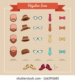 A vector illustration of hipsters icons