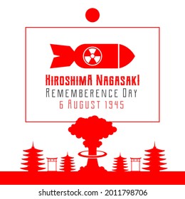ilustración vectorial del día de Hiroshima con el Memorial de la Paz de Hiroshima. 6 de agosto. afiche conmemorativo del bombardeo japonés en la segunda guerra mundial
