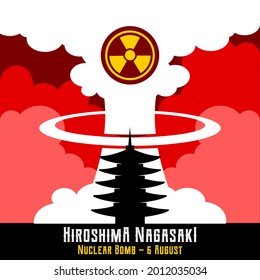 vector illustration of Hiroshima day with Hiroshima Peace Memorial. August 6th. japanese bombing memorial poster in world war 2