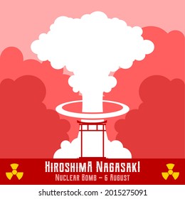 Vector Illustration Of Hiroshima Day With Hiroshima Peace Memorial. August 6th. Japanese Bombing Memorial Poster In World War 2