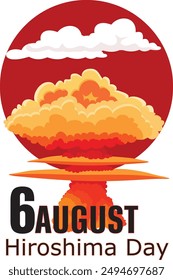 Vector illustration Hiroshima Day poster, 6th august of the year, nuclear bomb poster, dove of peace vector art.