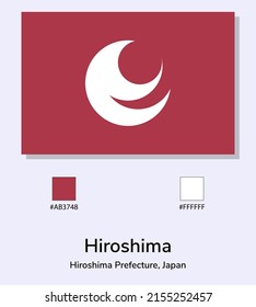 Vector Illustration of Hiroshima Prefecture flag isolated on light blue background. Hiroshima Prefecture flag with Color Codes. As close as possible to the original. ready to use, easy to edit. 
