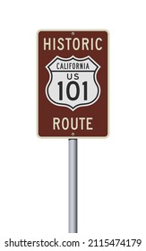 Vector illustration of the Historic California U.S. Route 101 road sign on metallic post