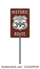 Vector illustration of the Historic California U.S. Route 395 road sign on metallic post