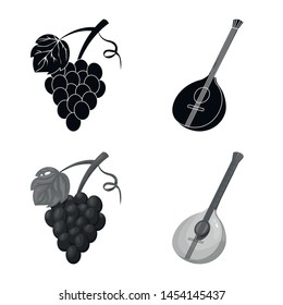 Vector illustration of and historic icon. Set of and country stock vector illustration.