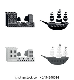 Vector illustration of and historic icon. Set of and country stock symbol for web.