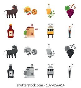 Vector illustration of  and historic sign. Collection of  and country stock symbol for web.