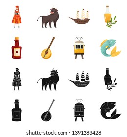 Vector illustration of  historic sign. Set of  and country stock vector illustration.