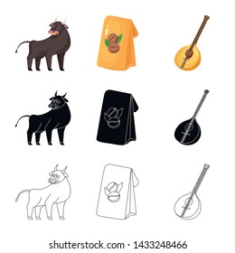 Vector illustration of and historic sign. Set of and country stock vector illustration.