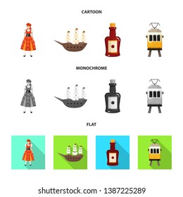 Vector illustration of  and historic symbol. Collection of  and country stock symbol for web.
