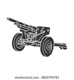 Vector illustration of a historic World War Two artillery cannon icon.
