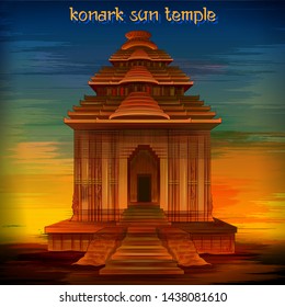 vector illustration of historical monument Konark Sun Temple in Puri, Odisha, India