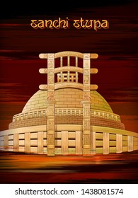 vector illustration of historical monument Sanchi Stupa in Madhya Pradesh, India